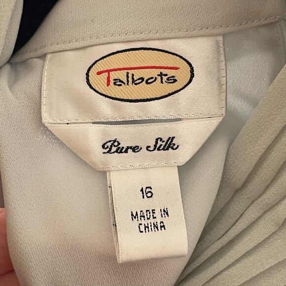 Talbots 16 SILK tank top blue ombré turtleneck corpcore ruche summer classic - Picture 4 of 7